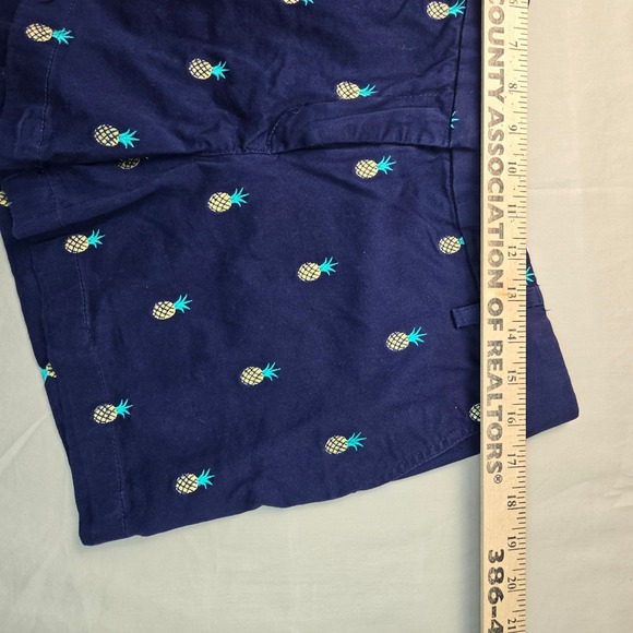 British Khaki Womens Navy Blue Pineapple Embroidered Chino Shorts Size 8 - Picture 5 of 8